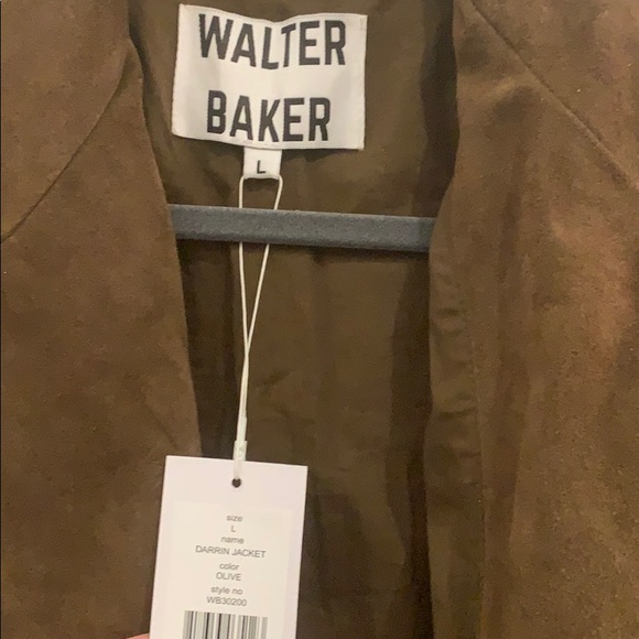 NWT Walter Baker Genuine Suede Asymmetrical Jacket in Army Green / Olive - Picture 3 of 4